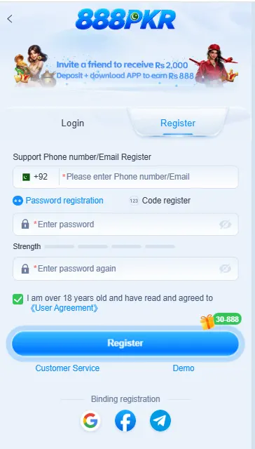 888PKR Game Register