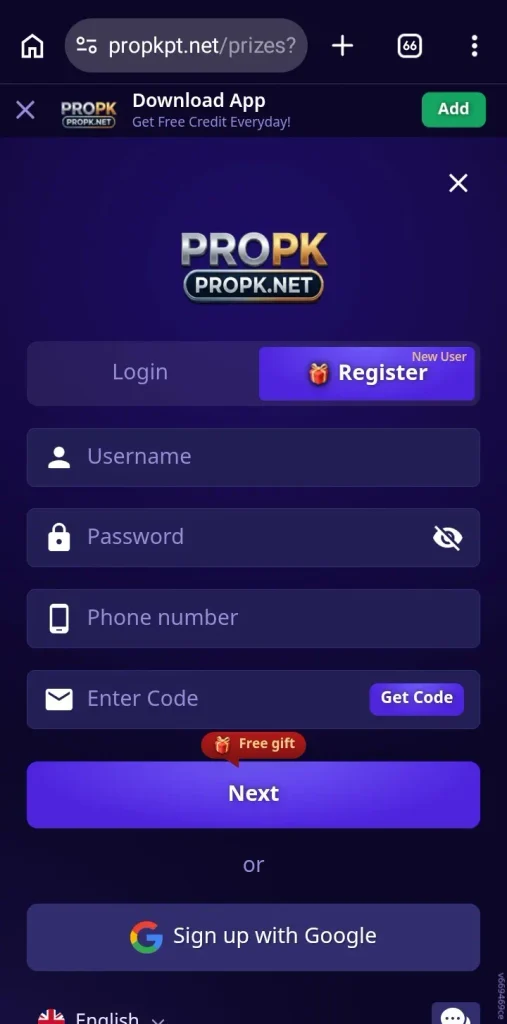 PROPK Game Register
